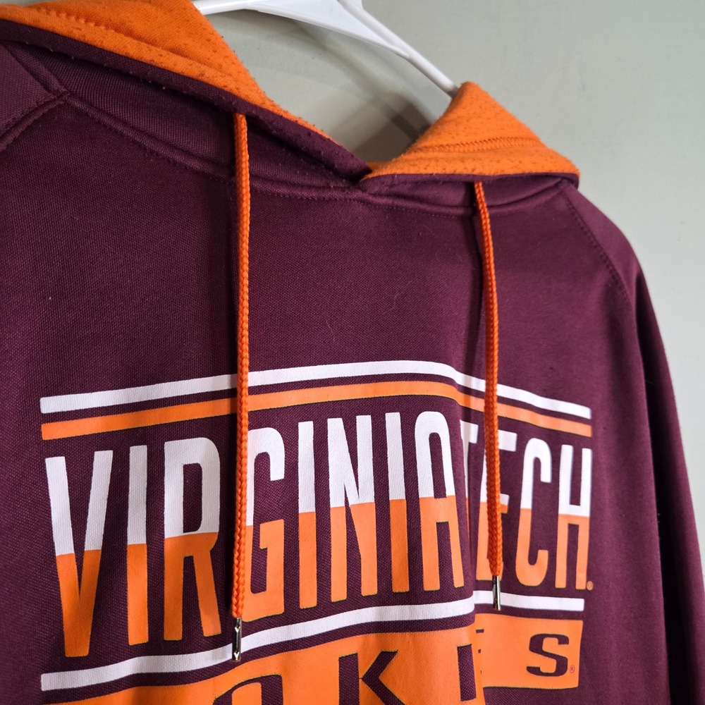 Virginia Tech Hokies NCAA Football Hoodie Sweatshirt Mens Large Maroon Orange VT